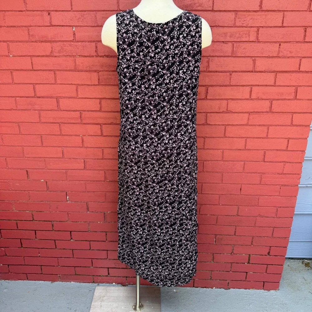 Studio JPR Womens 12 Black Purple Floral Sleeveless Maxi Dress 90s Grunge Y2K